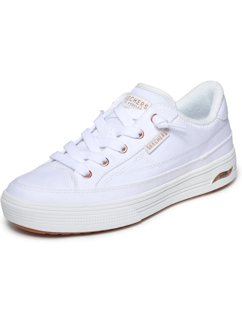 Skechers Women's White Closed Toe Patented Arch Fit insole Casual Sneaker Shoes